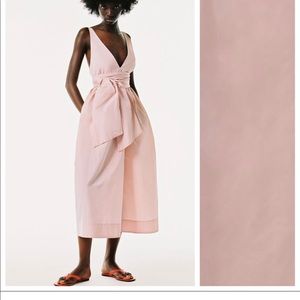 Zara Pink Voluminous with Bow Belt Casual Maxi Dress 8-M - hemmed 3 inches